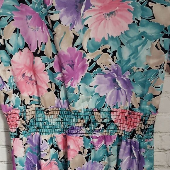 Vintage 70's Bright Tropical Shirt Waist Dress - Picture 6 of 8